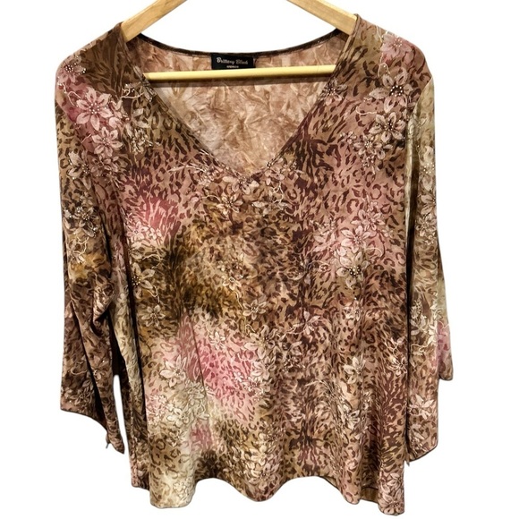 Vintage Brittany Black 90s Y2K Fairycore Blouse v Neck Asymmetrical Sleeve 3X - Picture 1 of 8